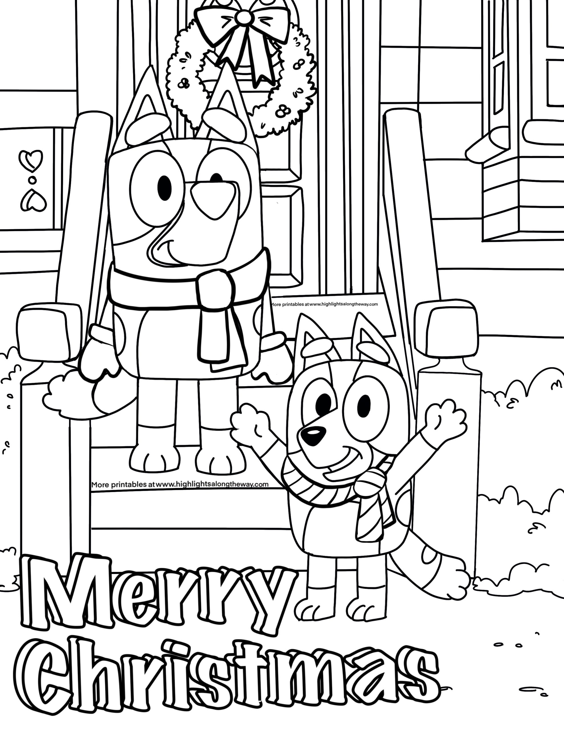bluey holiday coloring pages - instant downloads